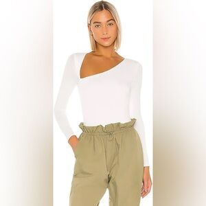 Lovers + Friends Asymmetrical White Bodysuit